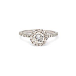 14k White Gold Round Diamond Halo Ring